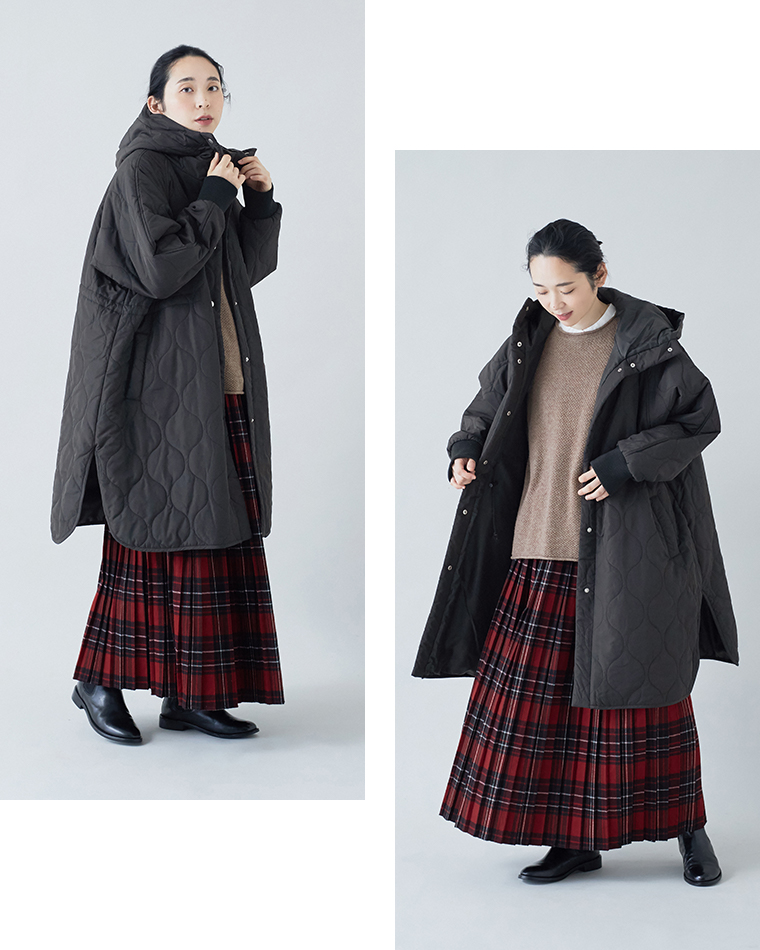 D*g*y ひょうたんキルトフーディーコートブラックのシルエット