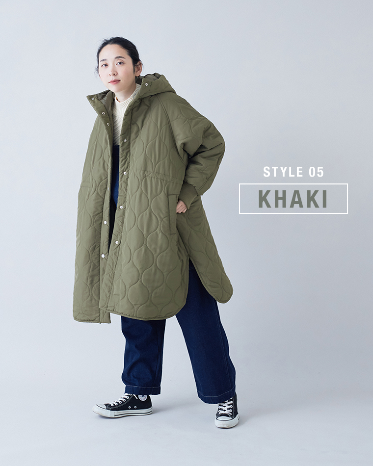 D*g*y ひょうたんキルトフーディーコートカーキのコーディネート