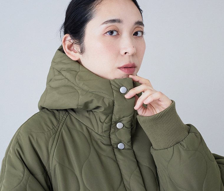 D*g*y ひょうたんキルトフーディーコートカーキのボタン