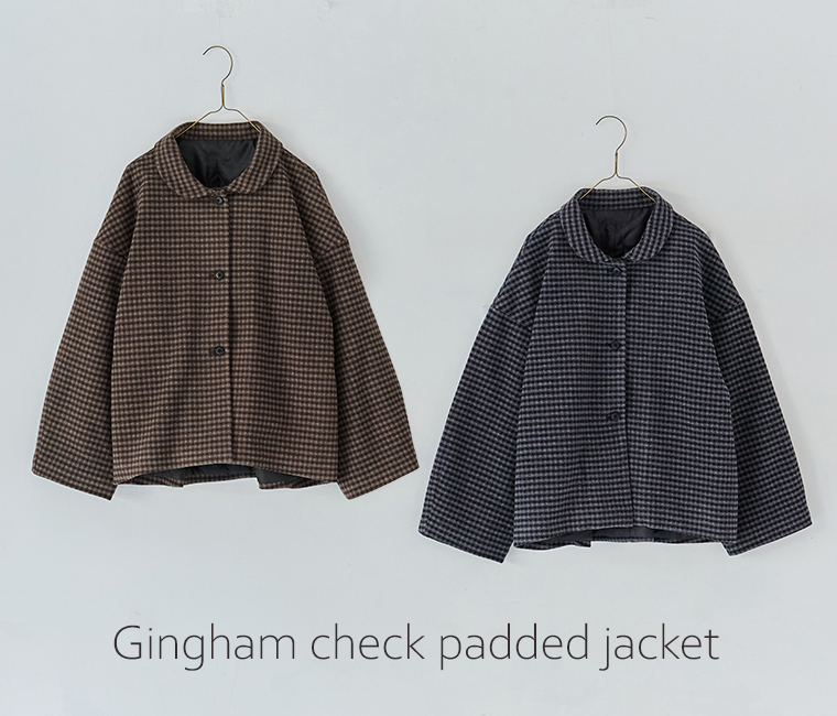 &yarn ギンガムチェック中綿ジャケットのかけ画像