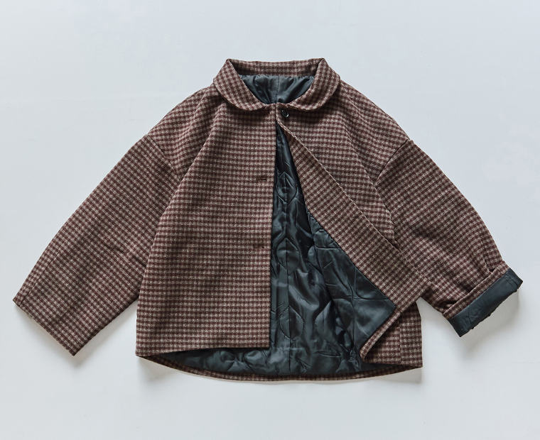 &yarn ギンガムチェック中綿ジャケットの置き画像