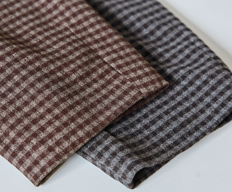 &yarn ギンガムチェック中綿ジャケットの生地アップ