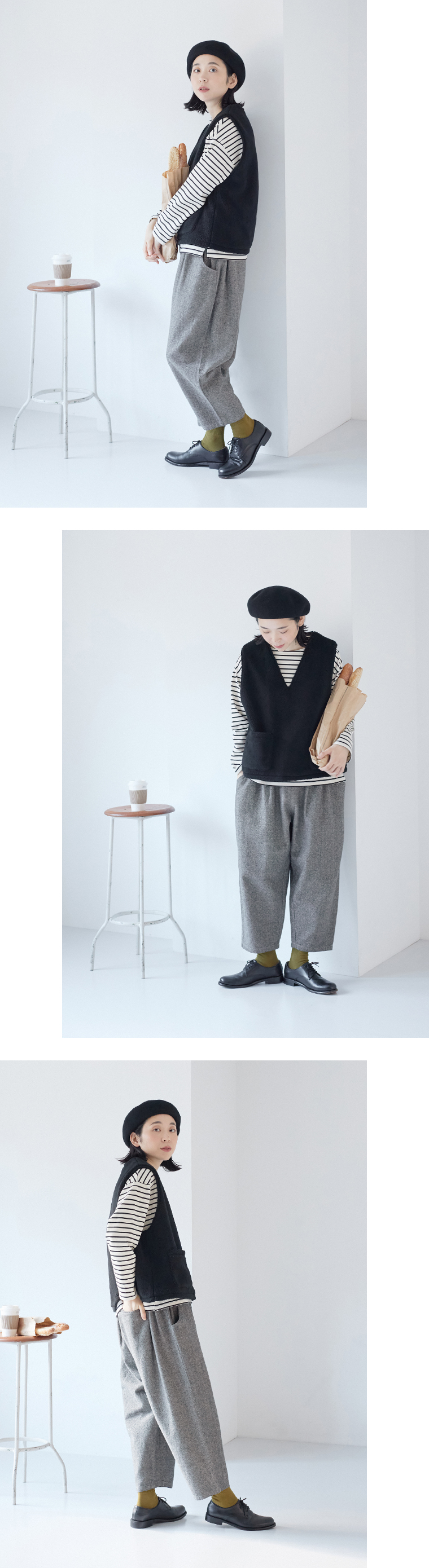 ista-ire 別注｜起毛コットンリネンツイル　あったかよくばりパンツ フラックスの素材