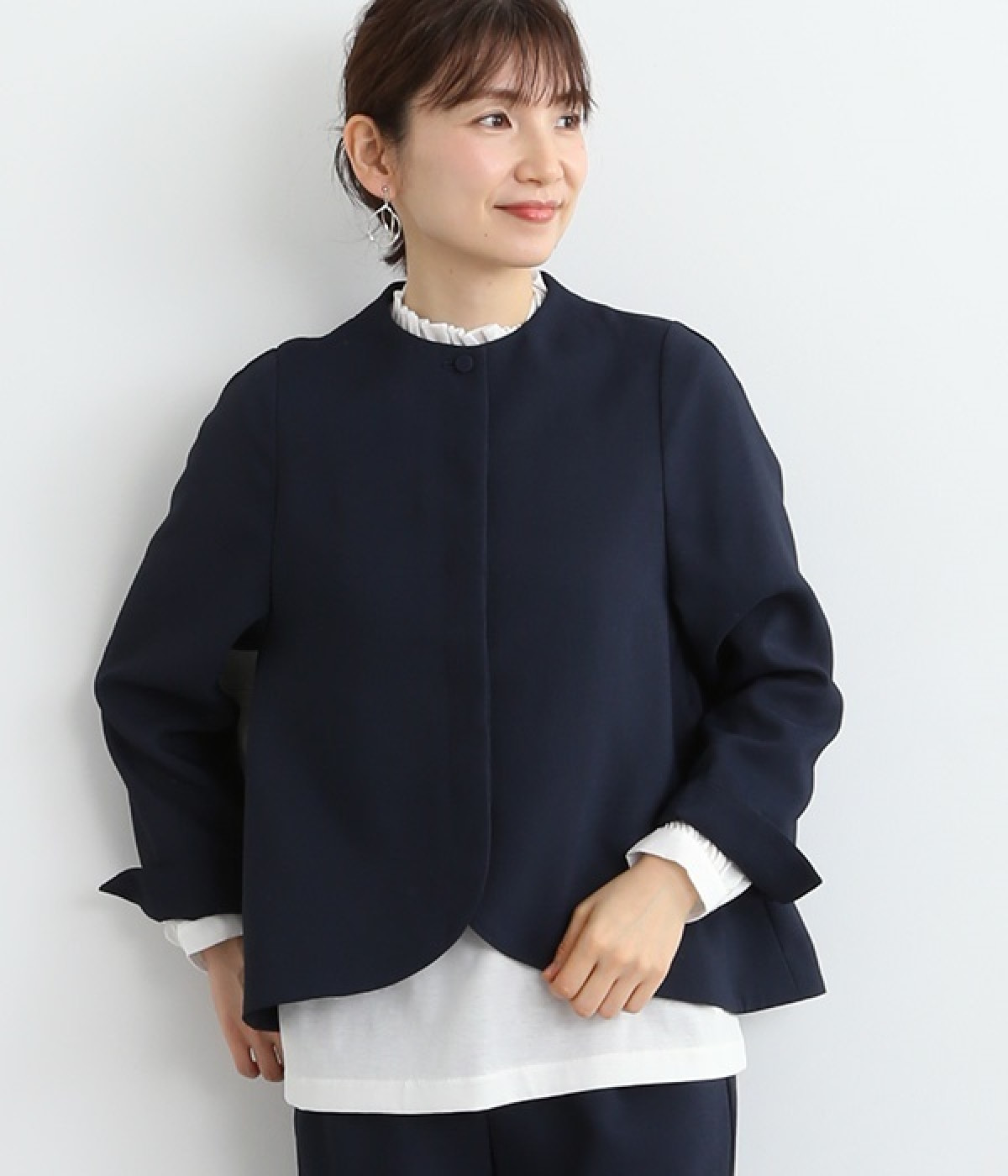 ナチュラルバックサテン　リーフカットジャケット(ネイビー-40)