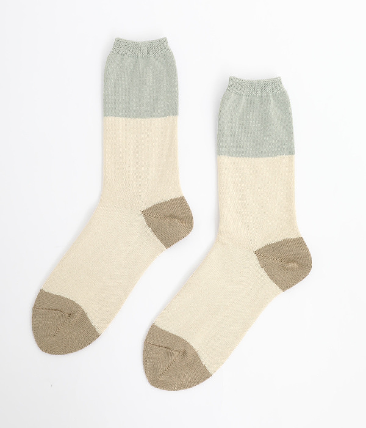 天然系抗菌防臭加工　配色ソックス(サックス系-ONESIZE)