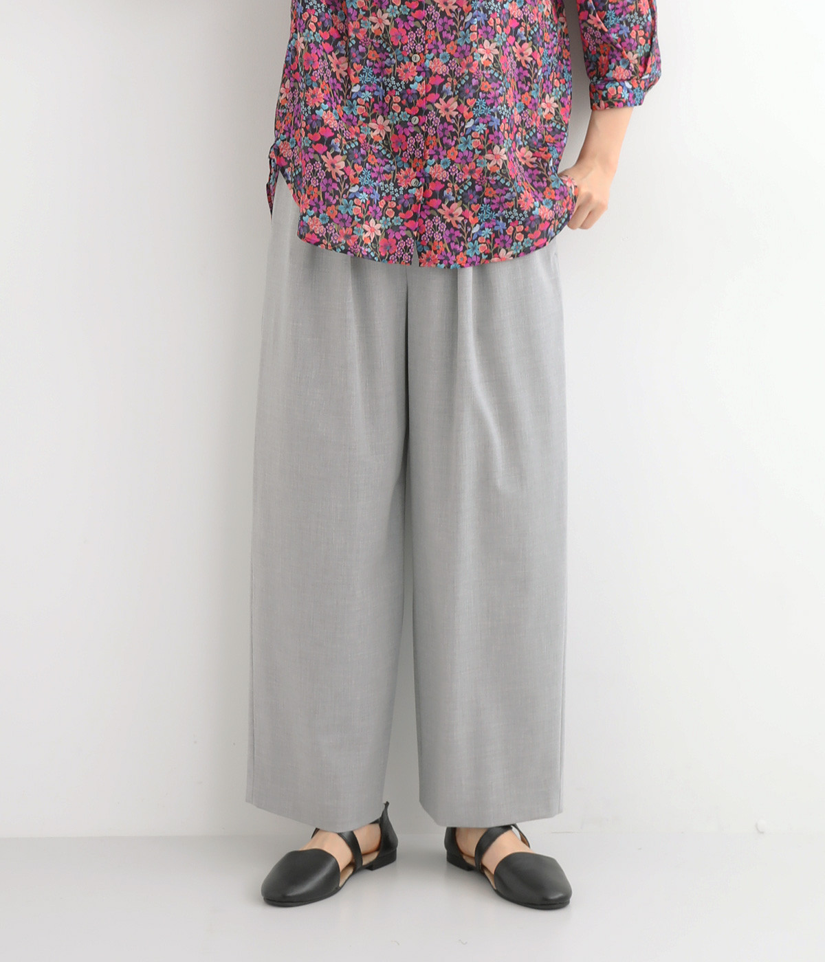 トロストレッチタックパンツ(グレー-ONESIZE)
