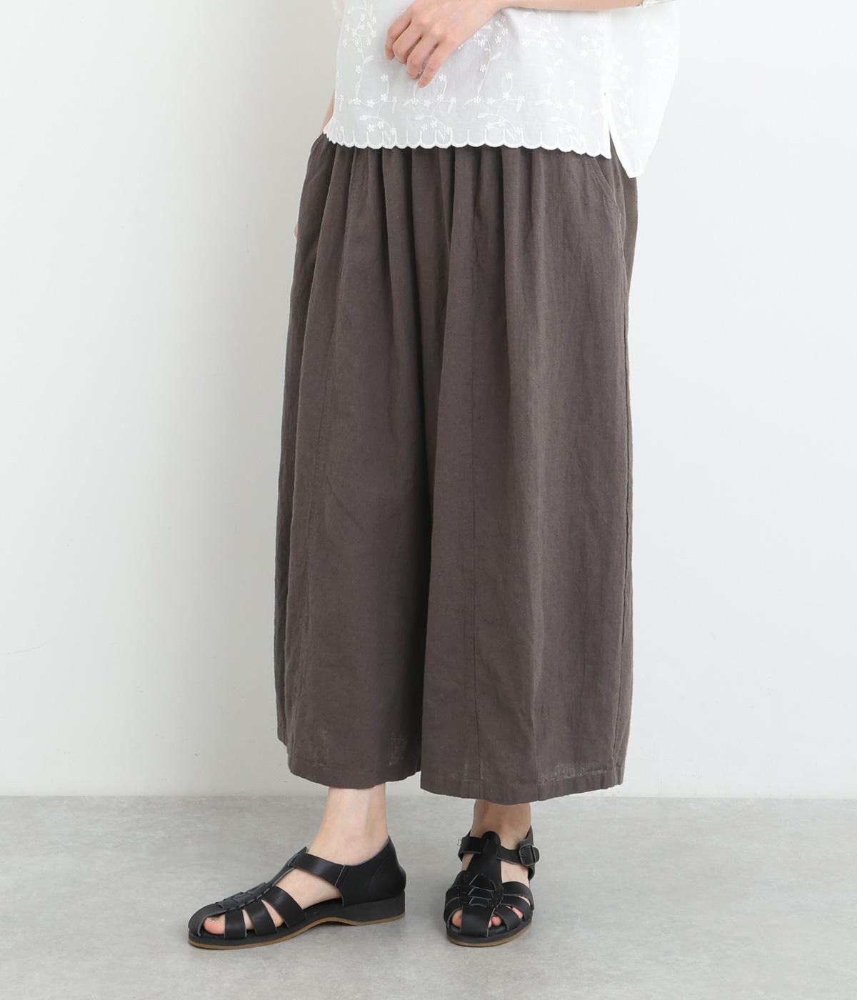 コットンリネンワイドサルエルパンツ(チャコール-ONESIZE)