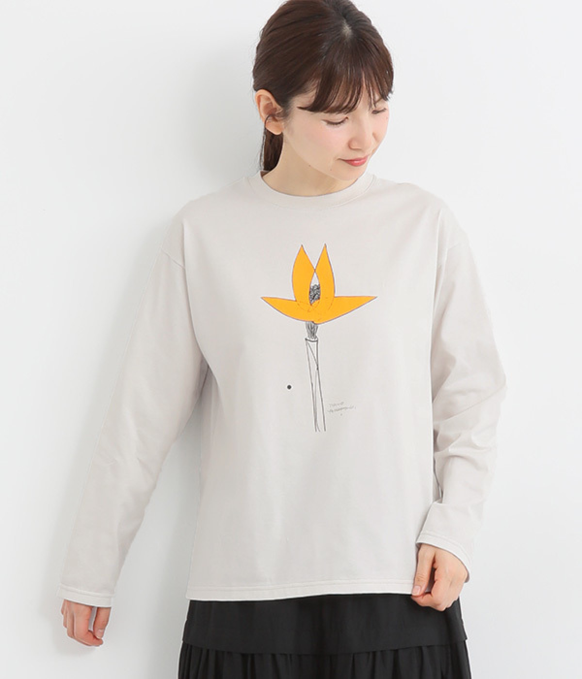 山口一郎さんコラボ　天竺長袖Tシャツ(アイスグレー×HANA-ONESIZE)