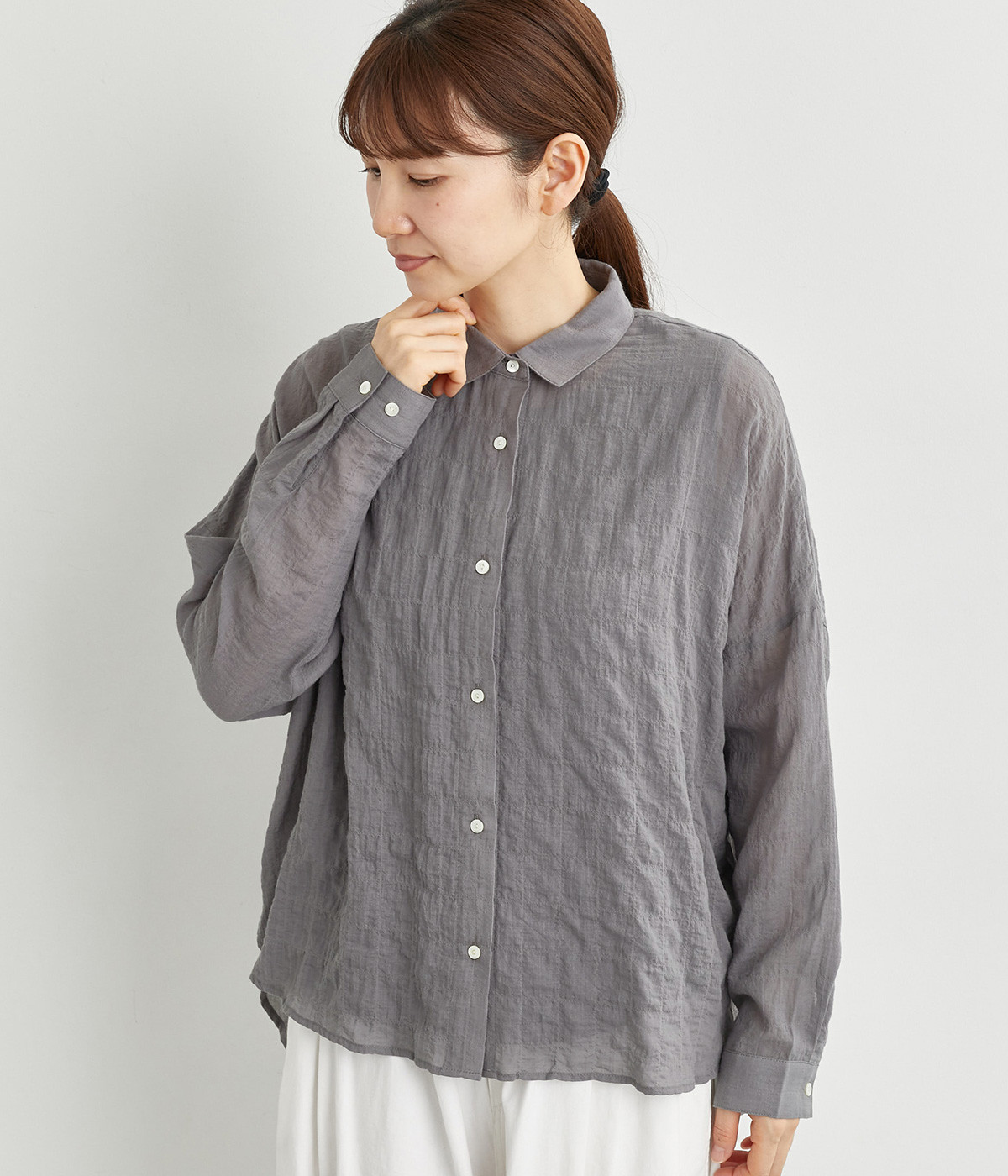 コットンシャーリングレギュラーシャツ(グレー-ONESIZE)