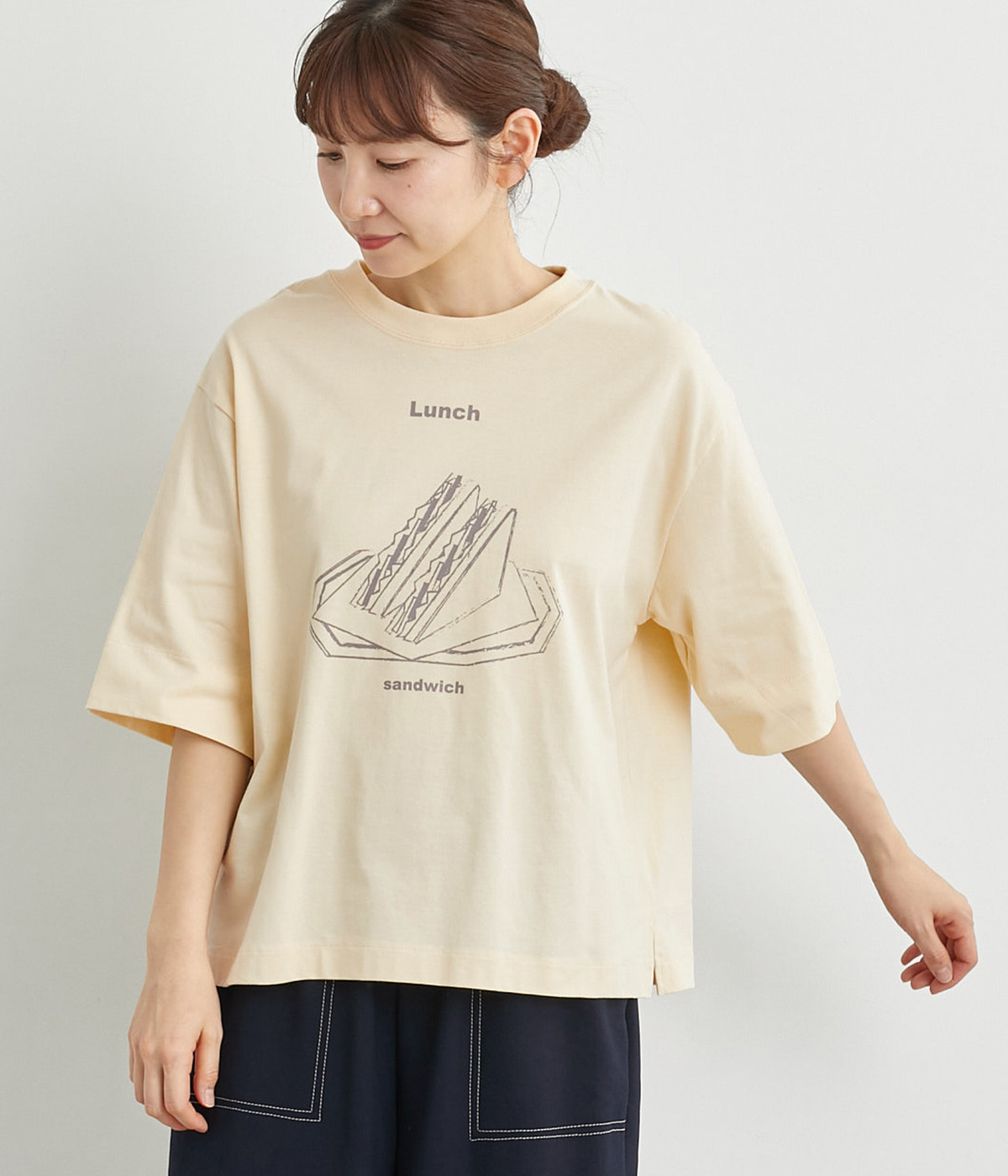 お食事プリントTシャツ(イエロー-ONESIZE)