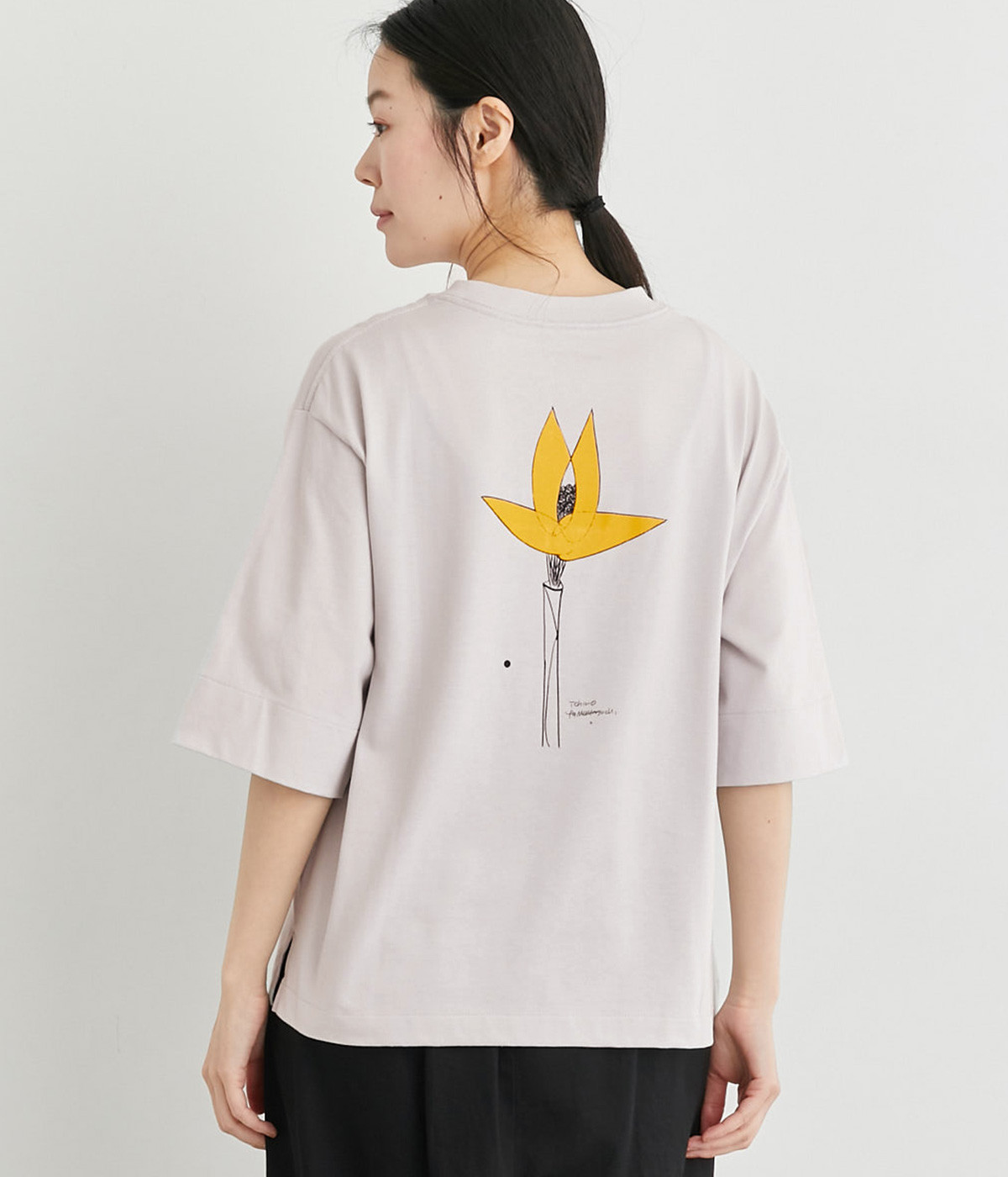 山口一郎さんコラボ　スワィーマイ天竺半袖Tシャツ(ブルーグレー×HANA-ONESIZE)