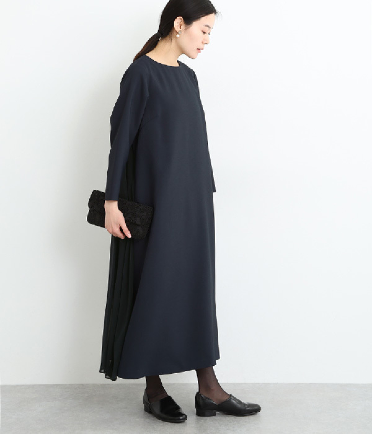 バックシフォンワンピース(ネイビー-38)