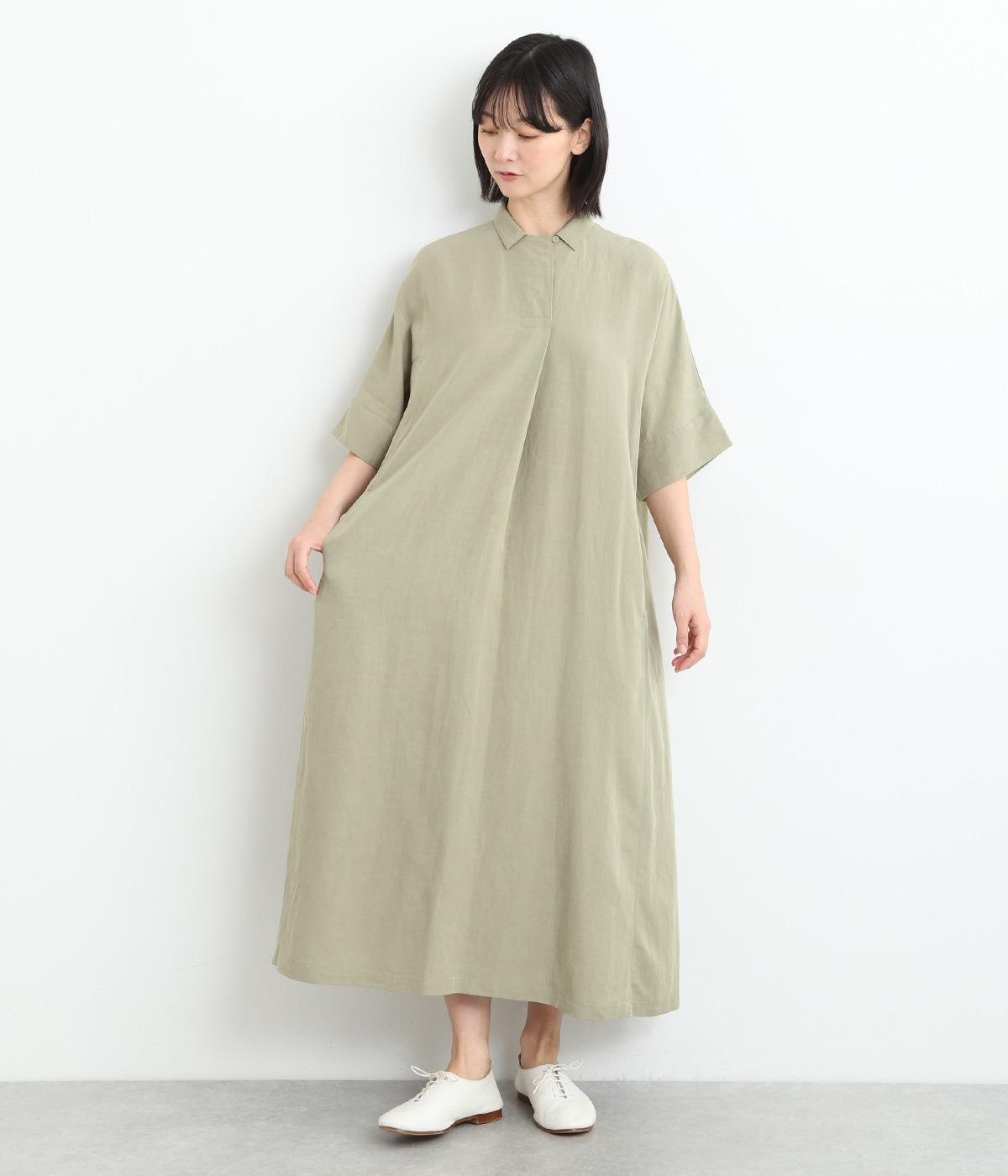 レーヨンリネンタンブラーワンピース(カーキ-ONESIZE)