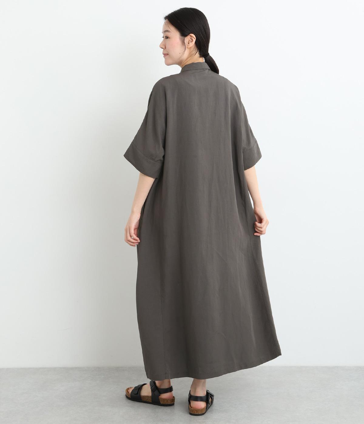 レーヨンリネンタンブラーワンピース(チャコール-ONESIZE)