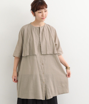 シングルガーゼ　ボレロ重ねチュニック(グレー-ONESIZE)