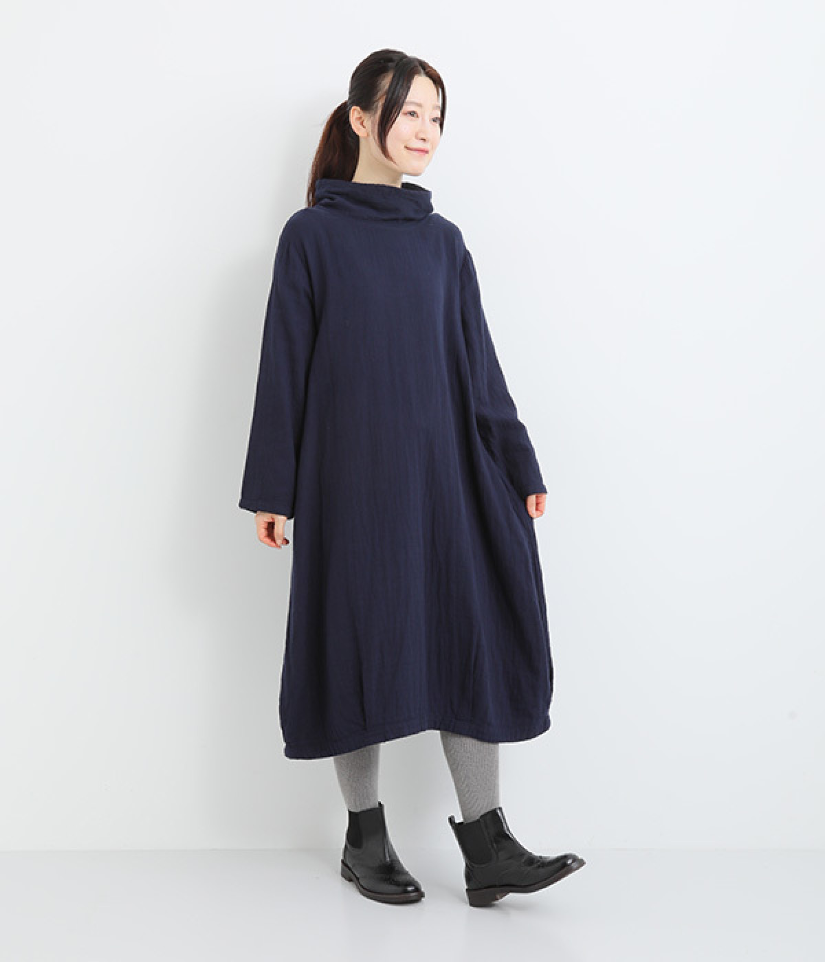トリプルガーゼバルーンワンピース(藍-ONESIZE)