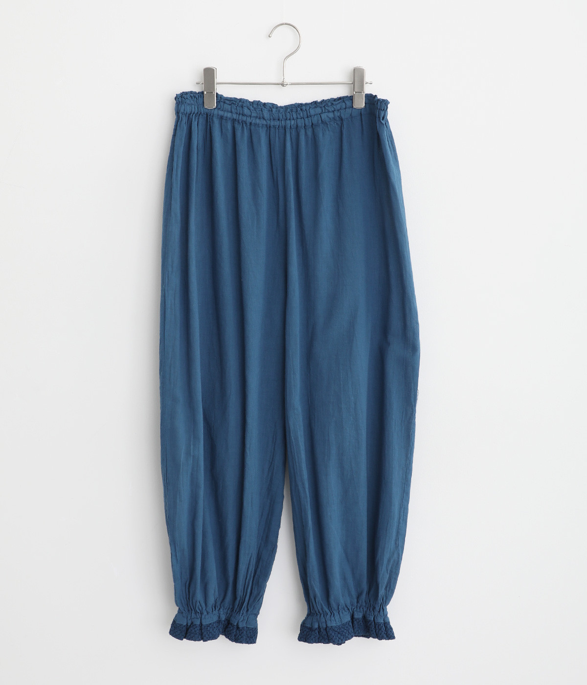 シングルガーゼ　裾レースペチパンツ(ブルー-ONESIZE)
