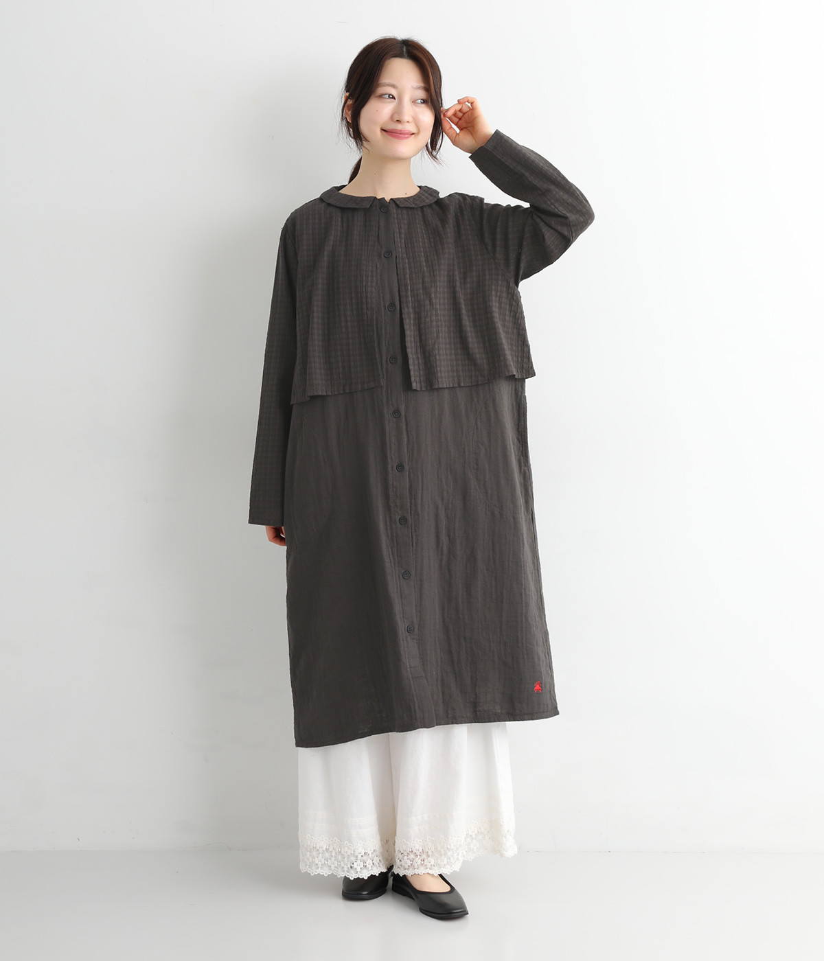 コットンWガーゼボレロワンピース(スミクロ-ONESIZE)