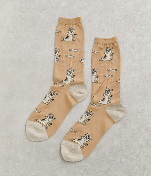 TORANEKOBONBON　ししゃもとねこソックス(ベージュ-ONESIZE)