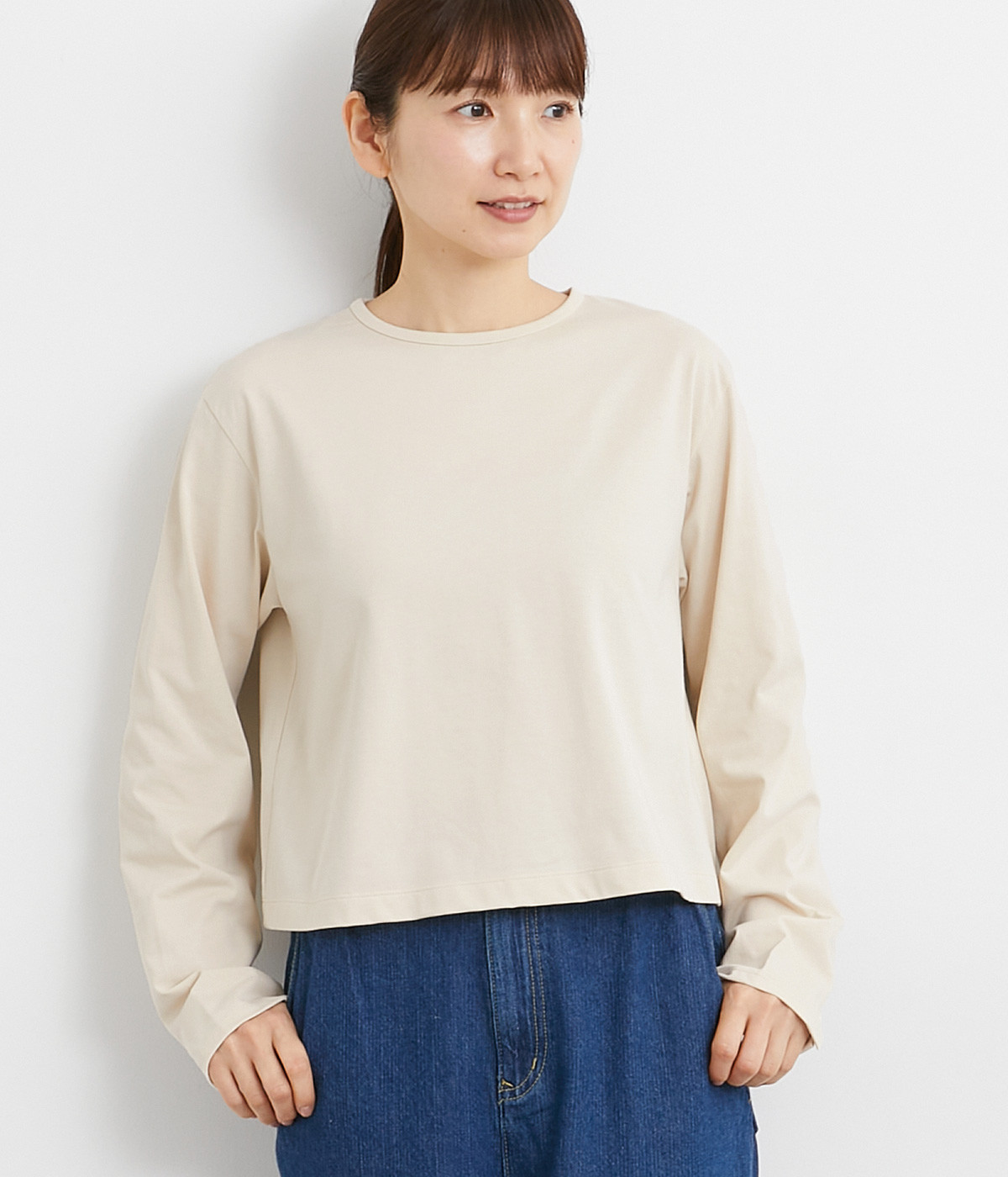 サイロプレミア天竺ロングTシャツ(ベージュ-ONESIZE)
