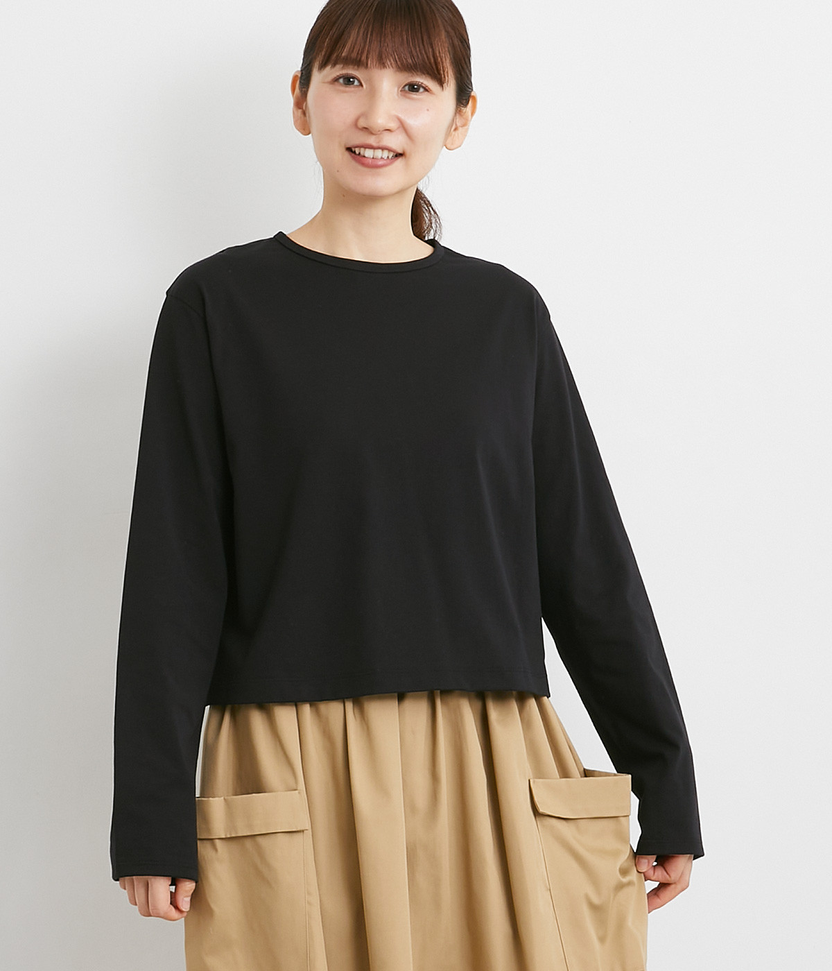 サイロプレミア天竺ロングTシャツ(ブラック-ONESIZE)