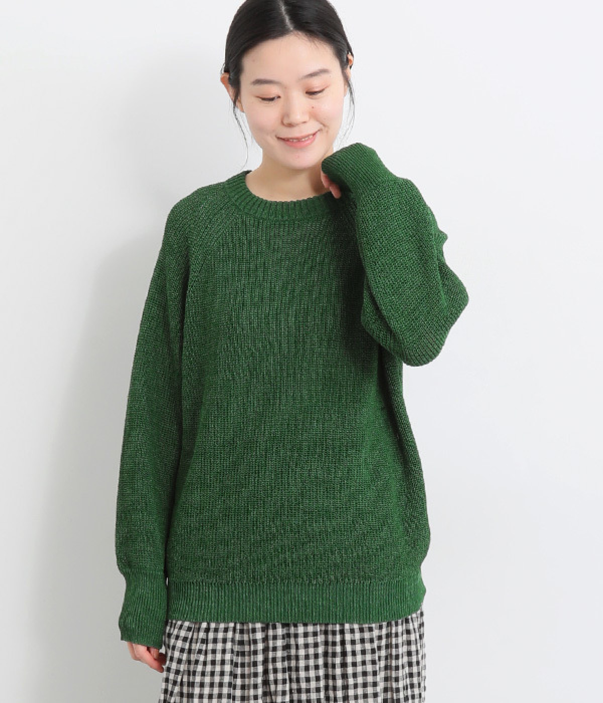 KOYORI　SHION　和紙方畦シンプルプルオーバー(グリーン-ONESIZE)