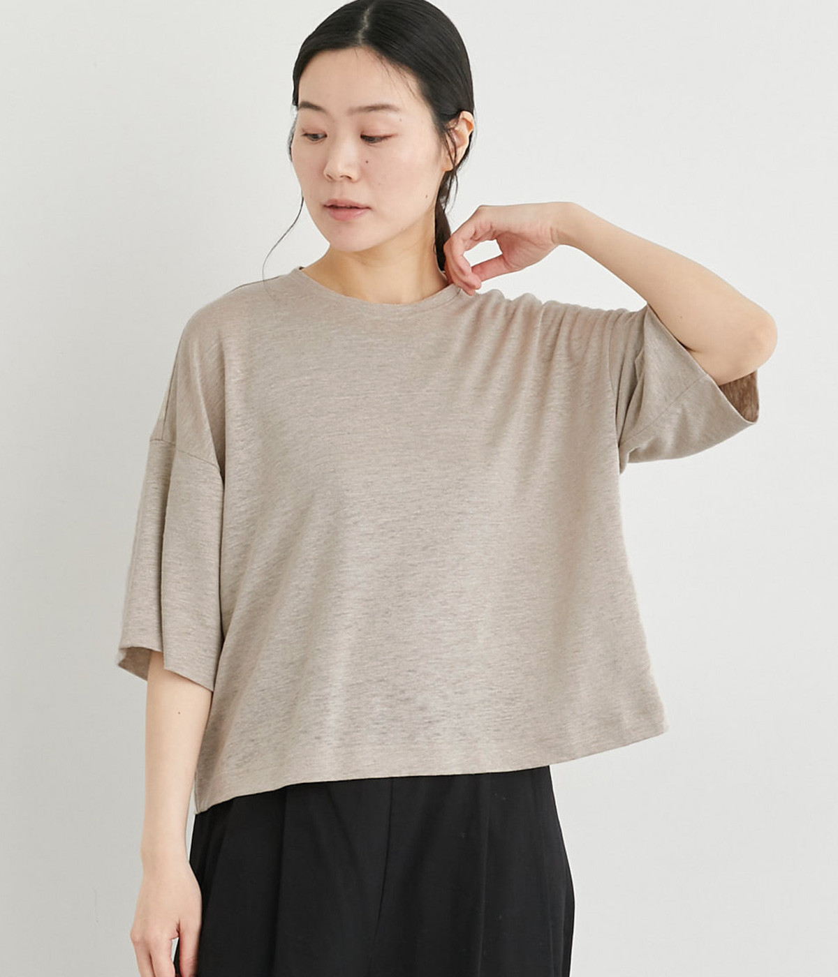 リバイバルリネンドロップショルダートップス(キナリ-ONESIZE)