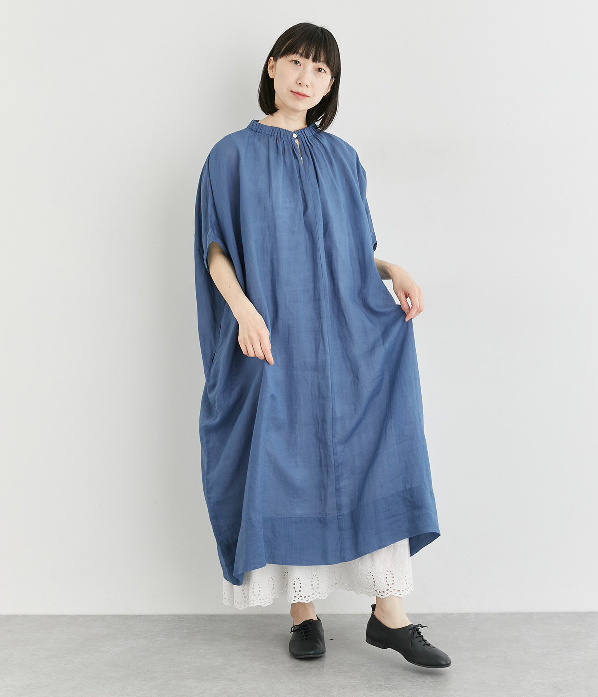 ラミーオーバーサイズワンピース(ブルー-ONESIZE)