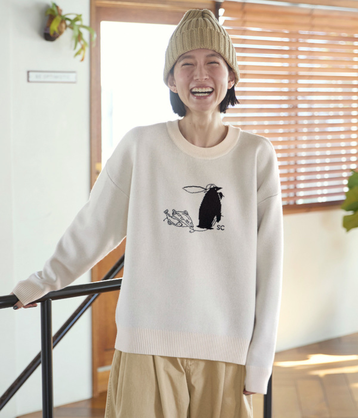 フィッシャーペンギンセーター(アイボリー-L)
