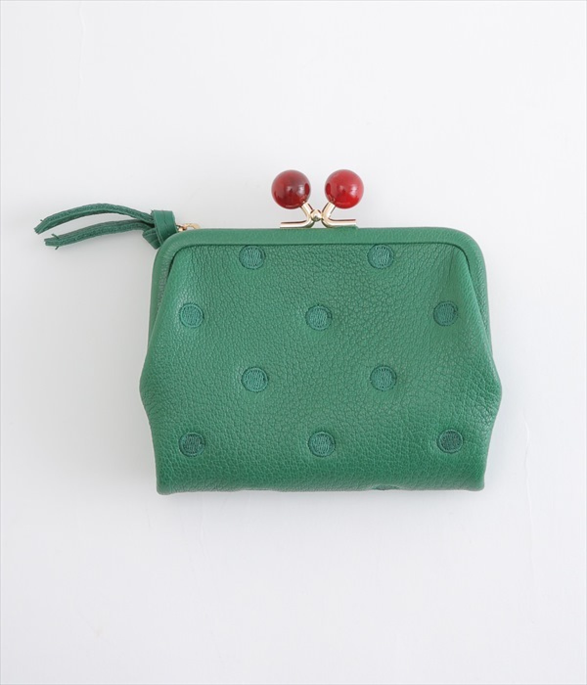 一部別注｜二つ折りがま口財布(グリーンドット刺繍-ONESIZE-【コラボ】)