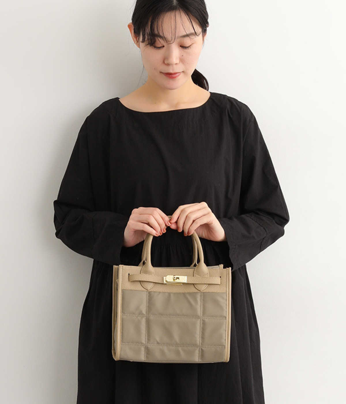 牛革クロコ型押しBOXキルト　2WAYバッグ　S(オーク-ONESIZE)