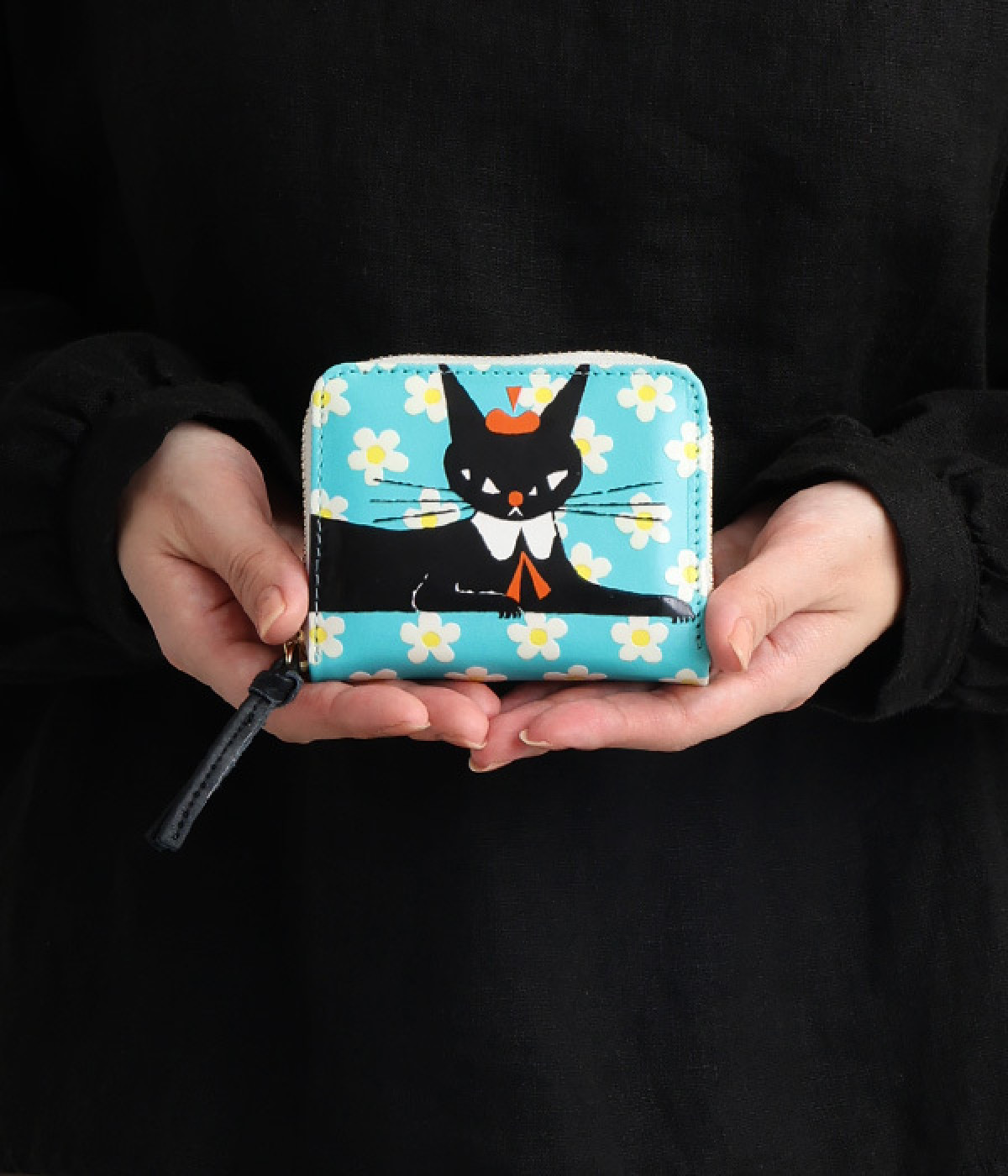 黒ねこ意匠　ROBIN　ジャバラカードウォレット(スカイブルー-ONESIZE)