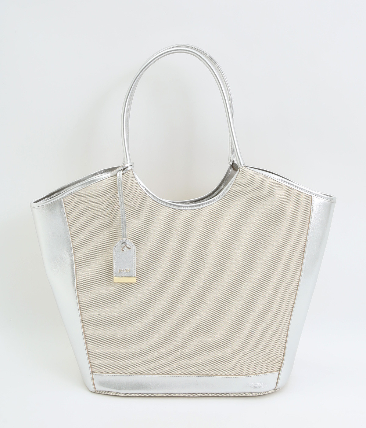キャンバス×牛革　トリミングトート(シルバー-ONESIZE)