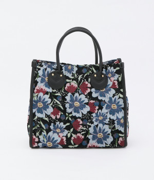 ジャカード スクエアトート(ブラック-ONESIZE)