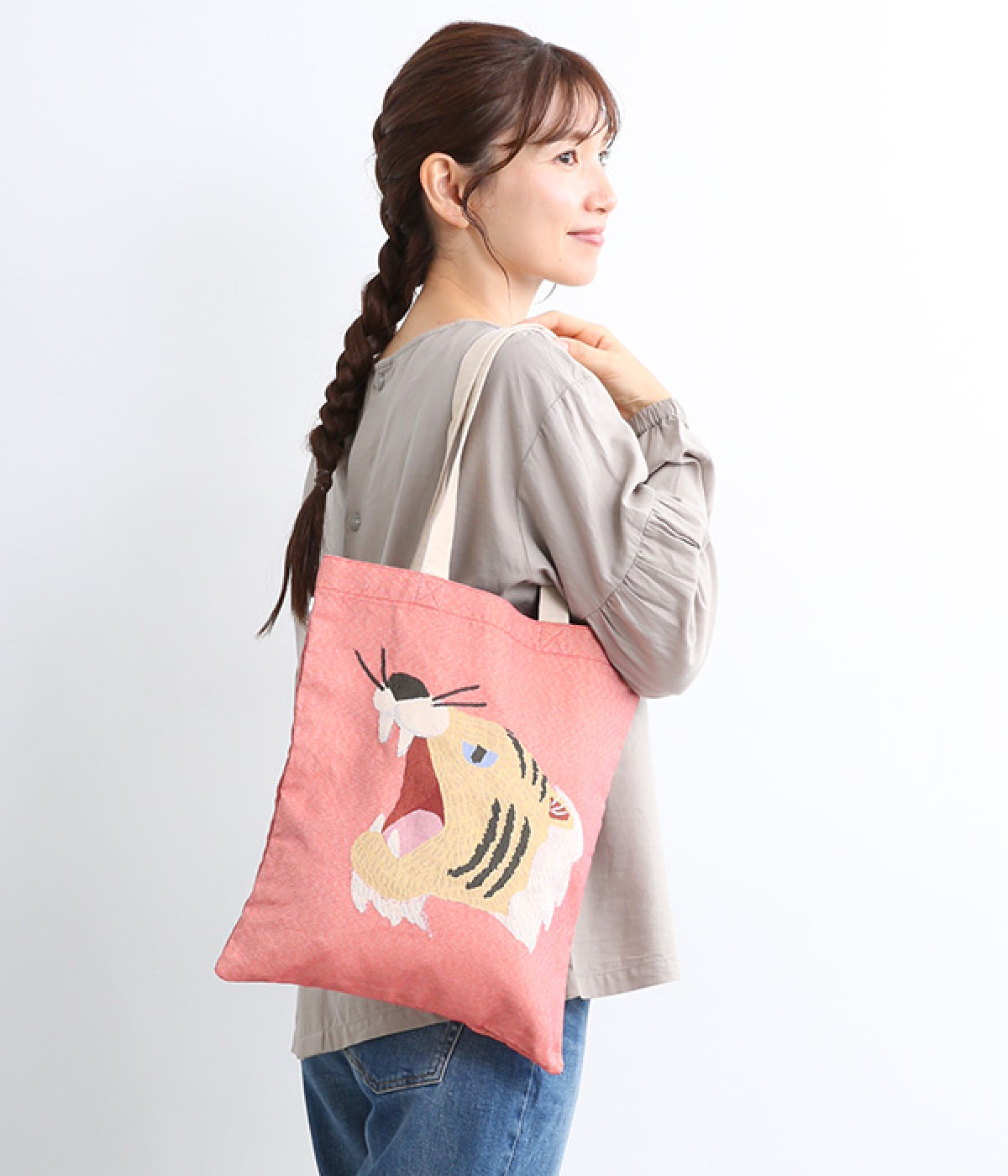 鳴きマネ　ゴブラン トートバッグ(コーラル-ONESIZE)