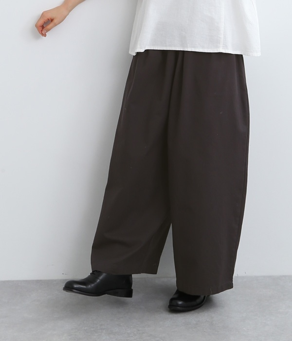 コットンツイル　ワイドパンツ(スミクロ-ONESIZE)