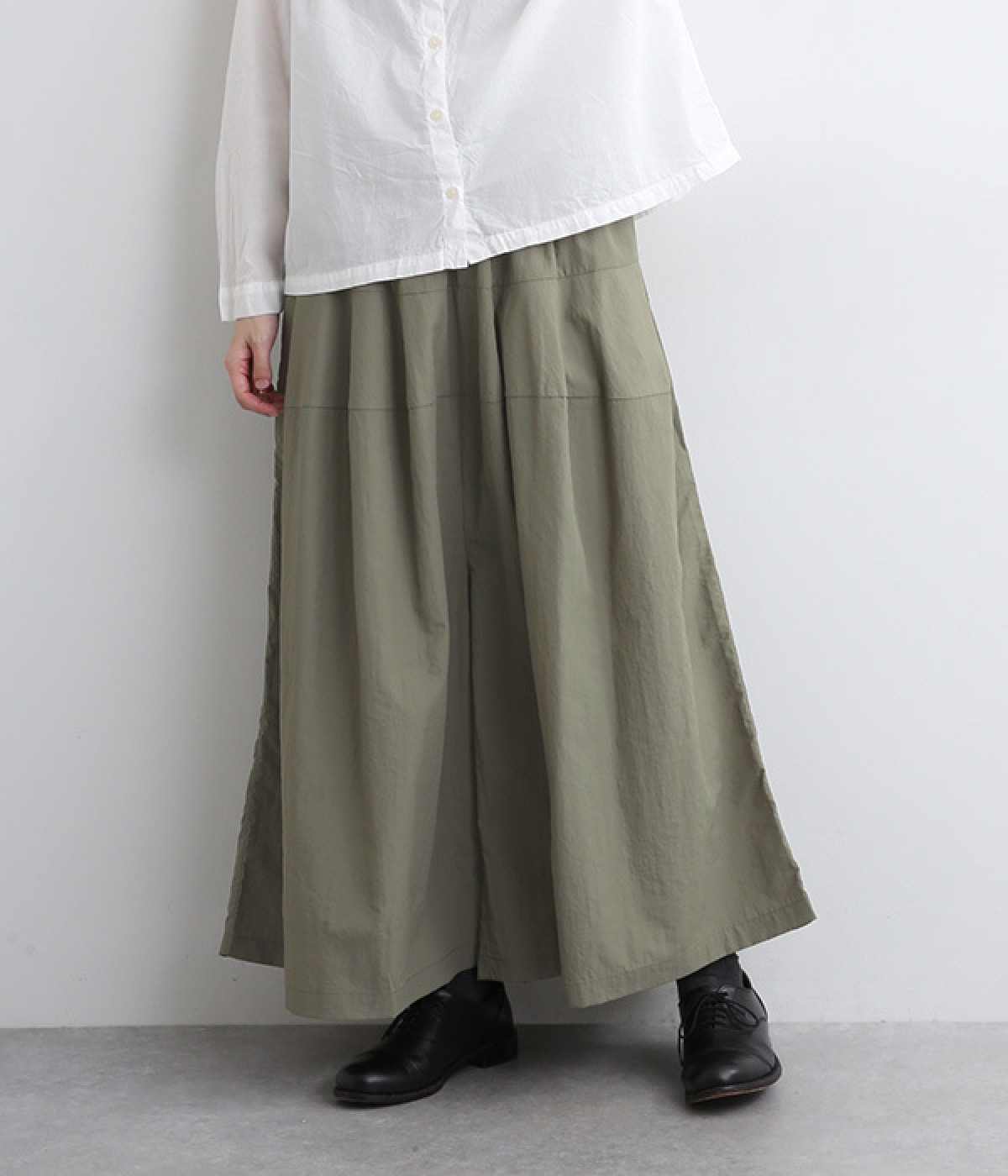ナイロンワイド9分丈パンツ(カーキ-ONESIZE)
