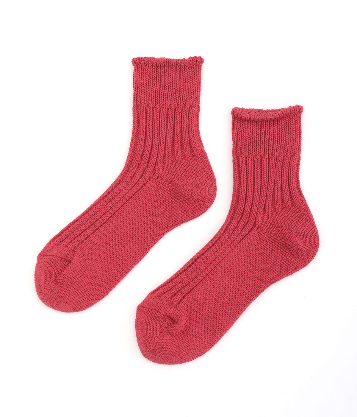 【A.U.G. relaxing×decka】ローゲージリブソックス(レッド-ONESIZE)