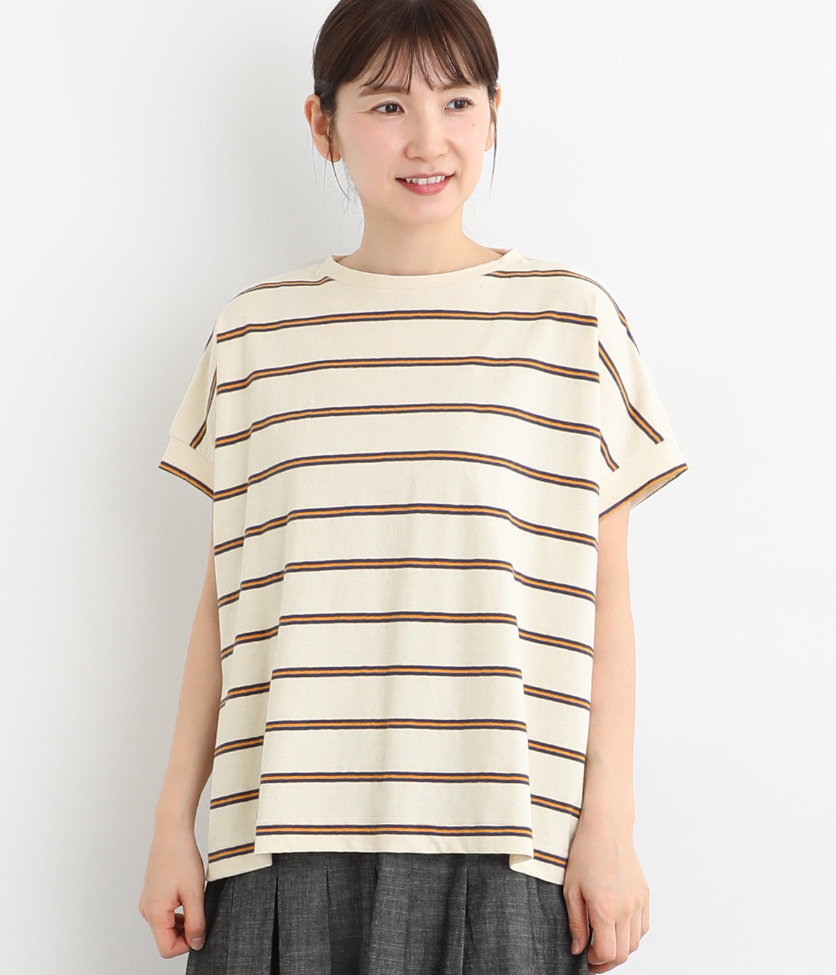 【A.U.G. relaxing】コットンビンテージボーダーワイドフレンチプルオーバー(オフ-ONESIZE)