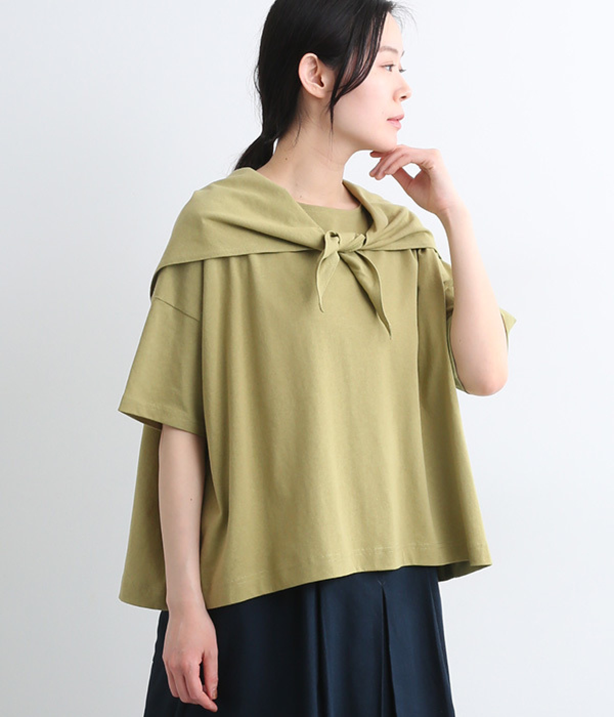 コットン天竺アンサンブルTee(グリーン-ONESIZE)