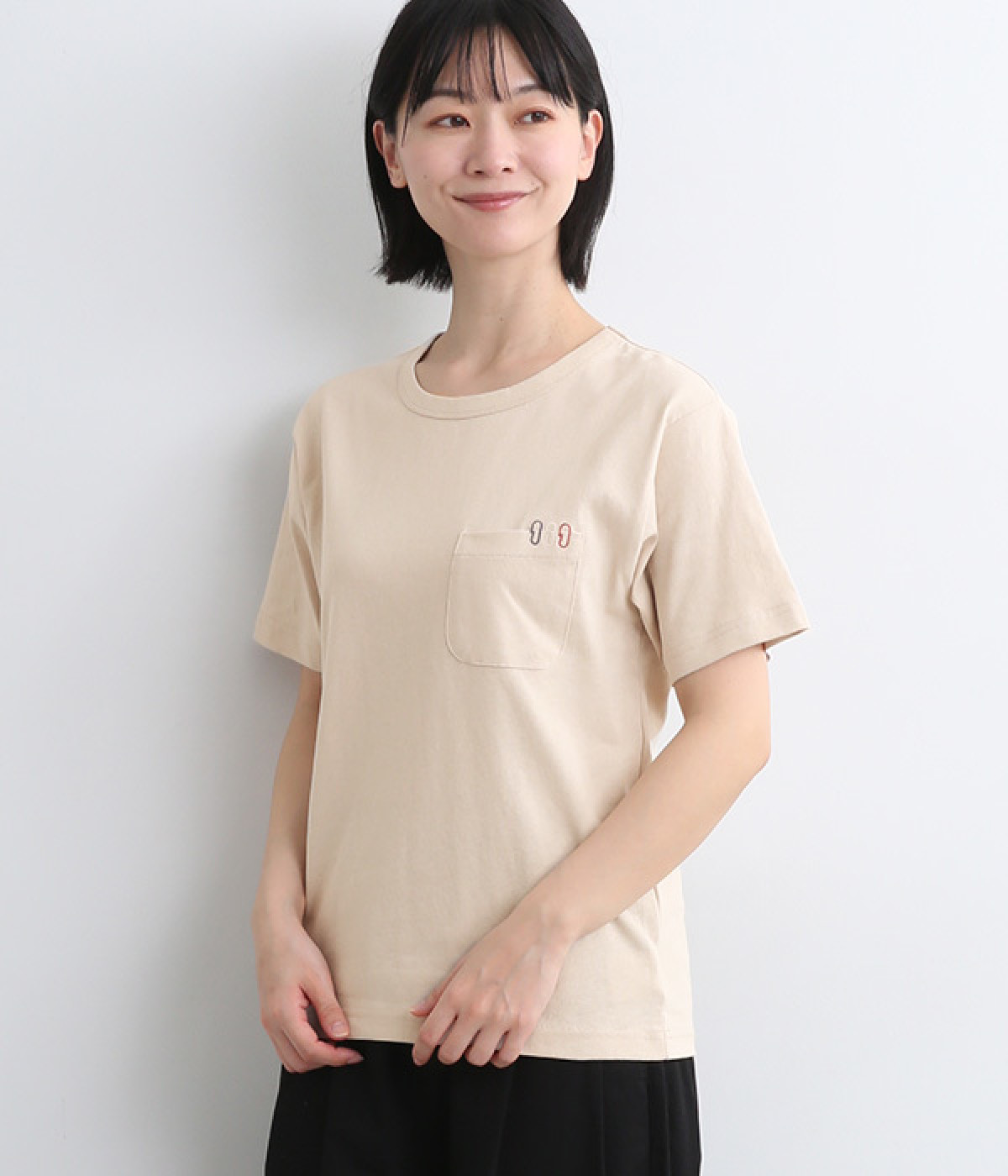 コットン天竺クリップポケTee(グレージュ-ONESIZE)