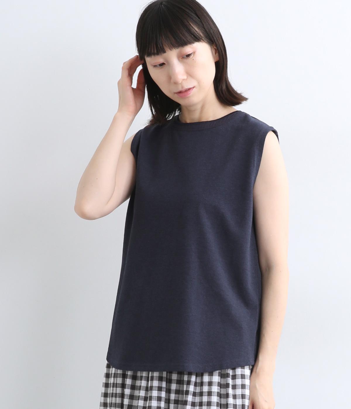 コットンライトカノコバックデザインノースリーブ(ネイビーブラック-ONESIZE)