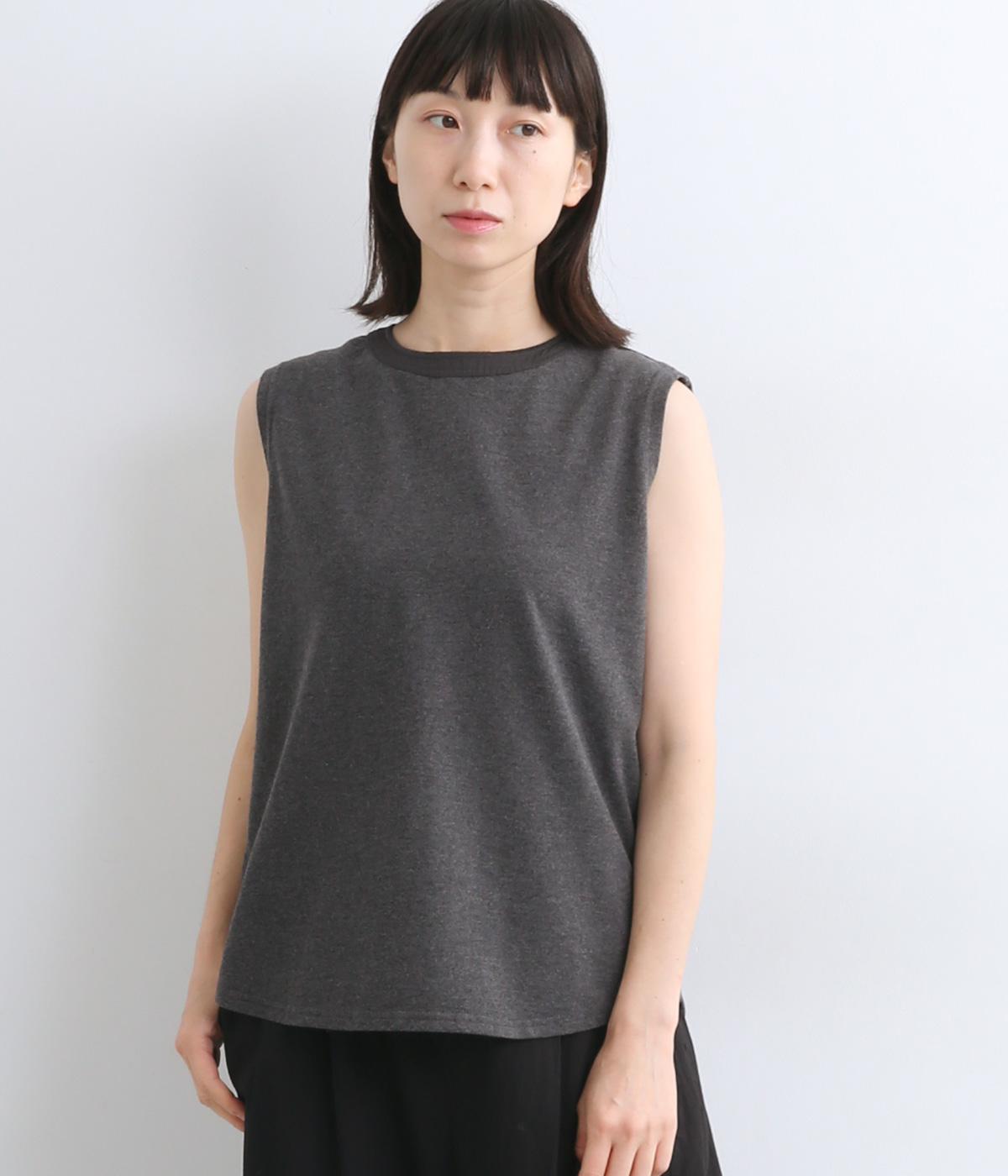 コットンライトカノコバックデザインノースリーブ(ダークグレー-ONESIZE)