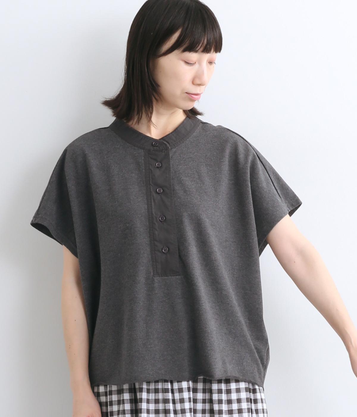 コットンライトカノコフレンチヘンリーTee(ダークグレー-ONESIZE)