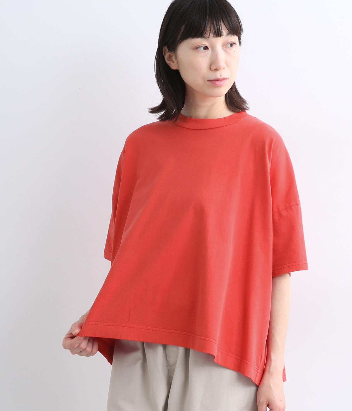 コットン天竺ワイドフレアTee(レッド-ONESIZE)