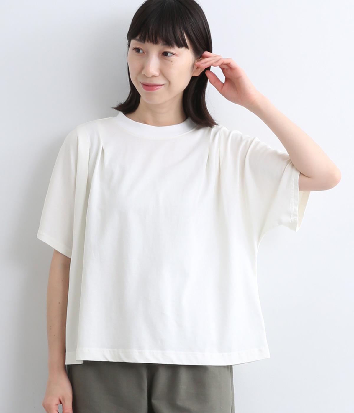 コットンリネン天竺タックデザインTee(オフ-ONESIZE)