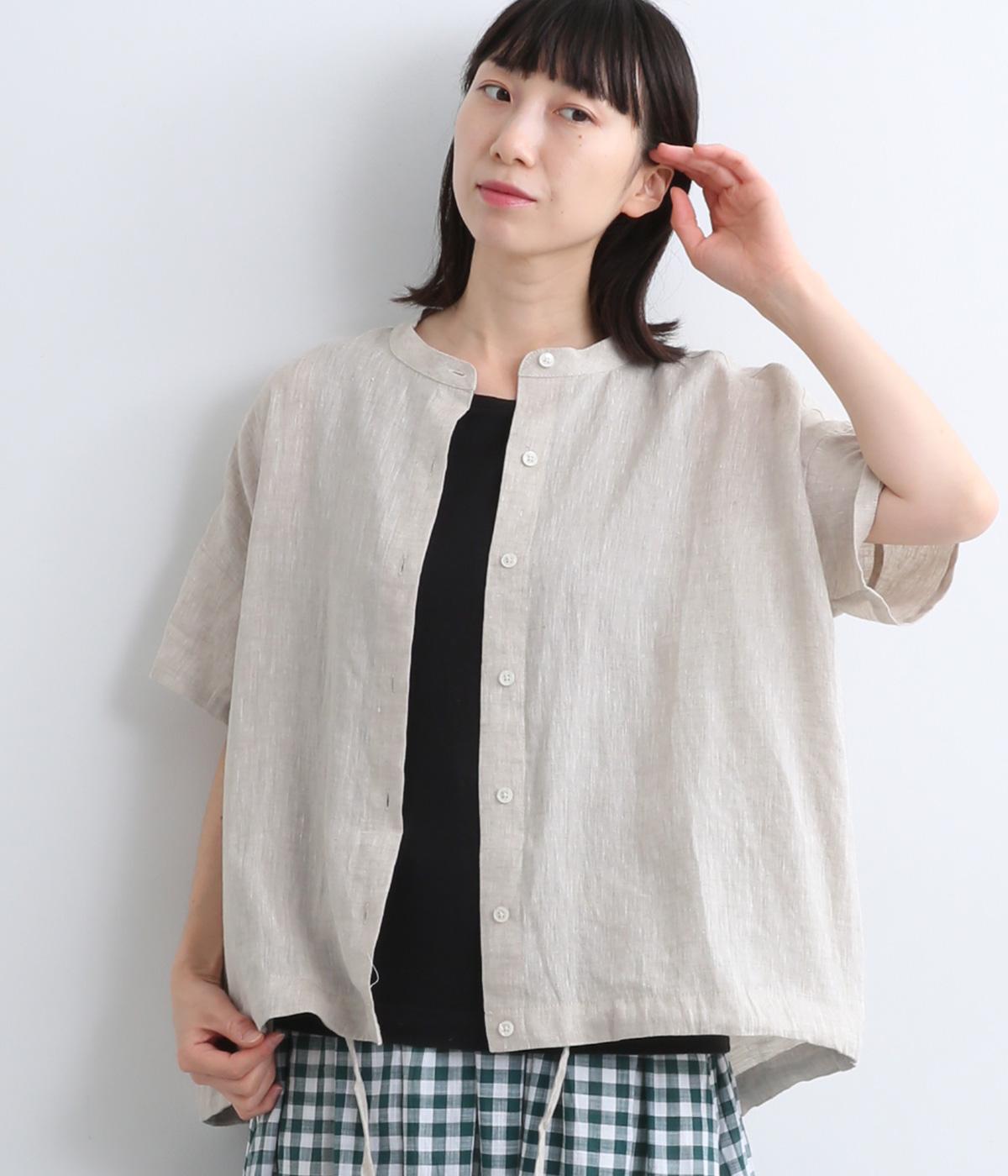 リネン半袖バルーンカーディガン(エクリュ-ONESIZE)