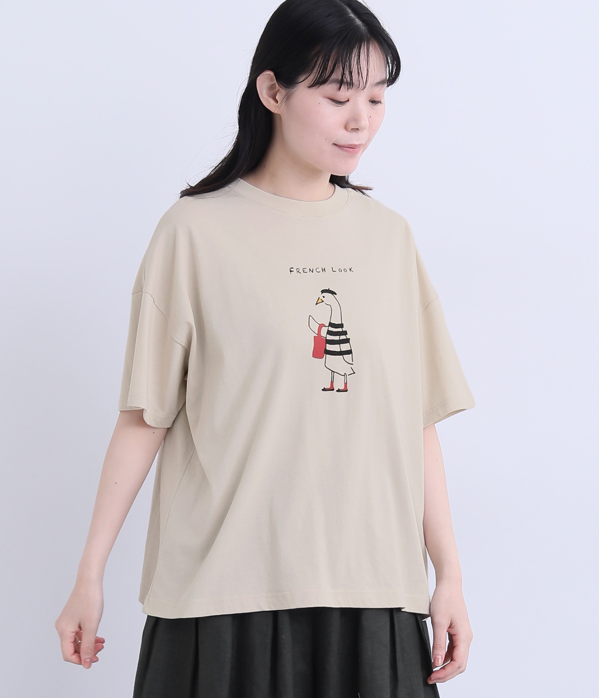 コットンパリっ娘ワイドTee(グレージュ-ONESIZE)