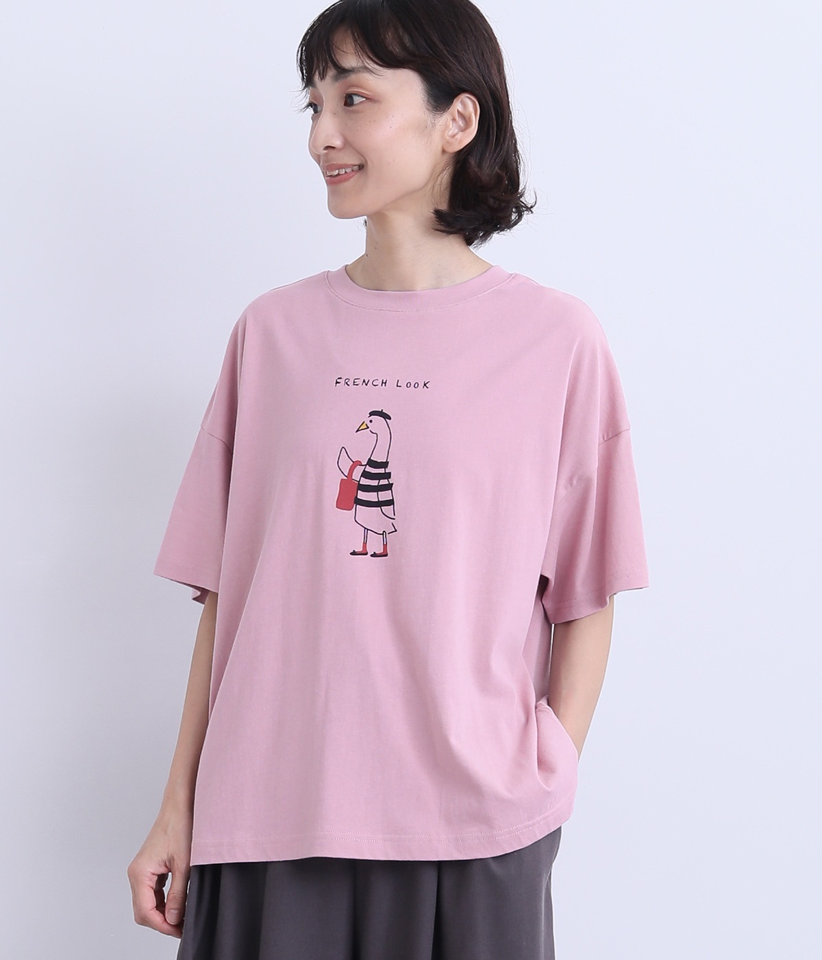 コットンパリっ娘ワイドTee(ライトパープル-ONESIZE)