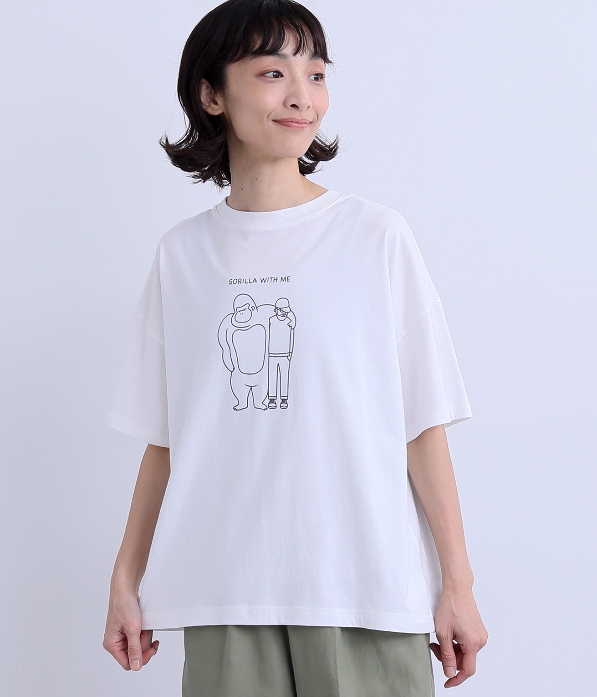コットンゴリラウィズミーワイドTee(オフ-ONESIZE)